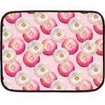 Pink And White Donuts Double Sided Fleece Blanket (Mini)  35 x27  Blanket Front