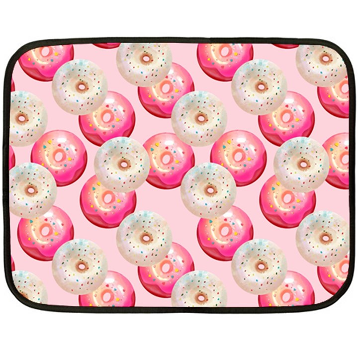 Pink And White Donuts Double Sided Fleece Blanket (Mini) 