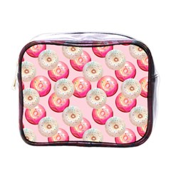 Pink And White Donuts Mini Toiletries Bag (one Side) by SychEva