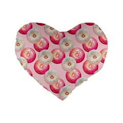 Pink And White Donuts Standard 16  Premium Heart Shape Cushions by SychEva