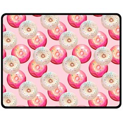 Pink And White Donuts Double Sided Fleece Blanket (medium)  by SychEva