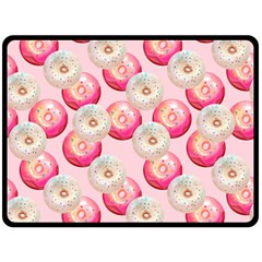 Pink And White Donuts Double Sided Fleece Blanket (large)  by SychEva