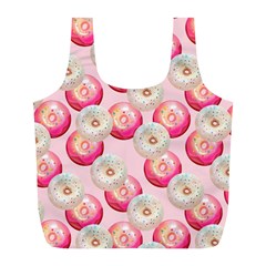 Pink And White Donuts Full Print Recycle Bag (l) by SychEva