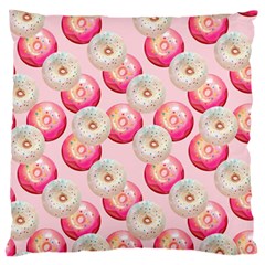 Pink And White Donuts Large Flano Cushion Case (one Side) by SychEva