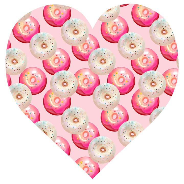 Pink And White Donuts Wooden Puzzle Heart