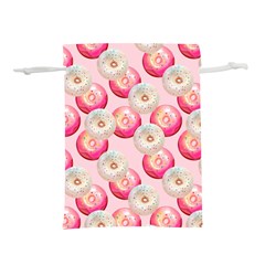 Pink And White Donuts Lightweight Drawstring Pouch (l) by SychEva