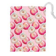 Pink And White Donuts Drawstring Pouch (5xl) by SychEva