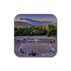 Epidaurus Theater, Peloponnesse, Greece Rubber Coaster (square)  by dflcprintsclothing