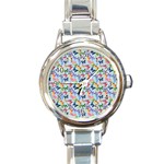 Beautiful Bright Butterflies Are Flying Round Italian Charm Watch Front