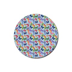 Beautiful Bright Butterflies Are Flying Rubber Coaster (round)  by SychEva