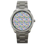 Beautiful Bright Butterflies Are Flying Sport Metal Watch Front