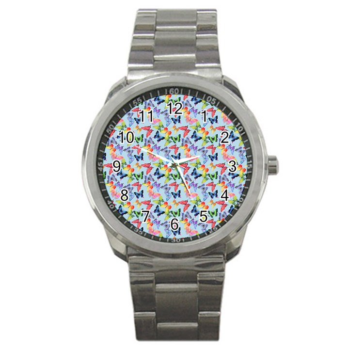 Beautiful Bright Butterflies Are Flying Sport Metal Watch