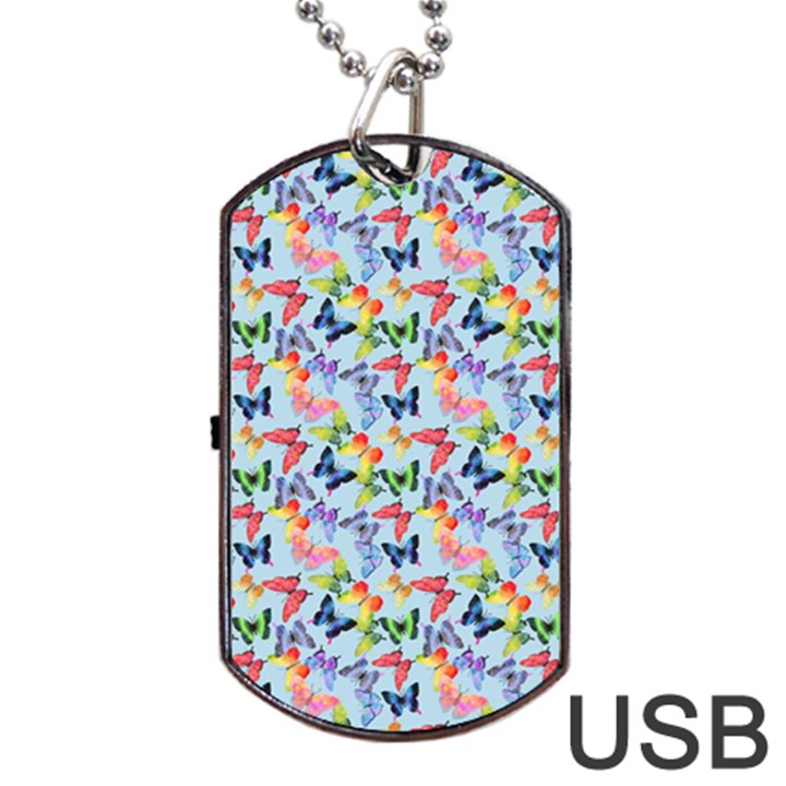 Beautiful Bright Butterflies Are Flying Dog Tag USB Flash (Two Sides)