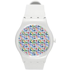 Beautiful Bright Butterflies Are Flying Round Plastic Sport Watch (m) by SychEva