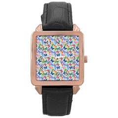 Beautiful Bright Butterflies Are Flying Rose Gold Leather Watch  by SychEva