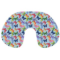 Beautiful Bright Butterflies Are Flying Travel Neck Pillow by SychEva