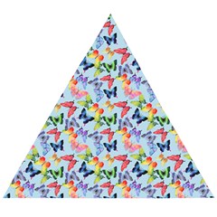 Beautiful Bright Butterflies Are Flying Wooden Puzzle Triangle by SychEva