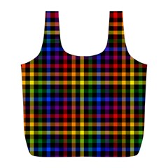 Gay Pride Rainbow Checkered Plaid Full Print Recycle Bag (l) by VernenInk