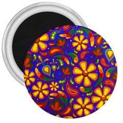 Gay Pride Rainbow Floral Paisley 3  Magnets by VernenInk