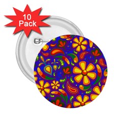 Gay Pride Rainbow Floral Paisley 2 25  Buttons (10 Pack)  by VernenInk