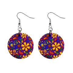 Gay Pride Rainbow Floral Paisley Mini Button Earrings by VernenInk