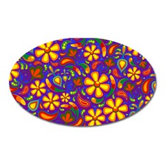 Gay Pride Rainbow Floral Paisley Oval Magnet by VernenInk