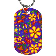 Gay Pride Rainbow Floral Paisley Dog Tag (one Side) by VernenInk