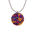 Gay Pride Rainbow Floral Paisley 1  Button Necklace Front