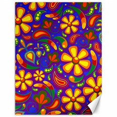 Gay Pride Rainbow Floral Paisley Canvas 12  X 16  by VernenInk