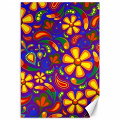 Gay Pride Rainbow Floral Paisley Canvas 12  X 18  by VernenInk