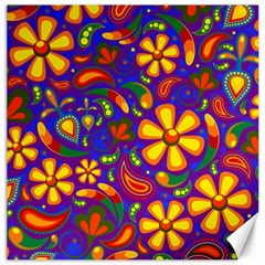 Gay Pride Rainbow Floral Paisley Canvas 16  X 16  by VernenInk