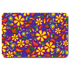 Gay Pride Rainbow Floral Paisley Large Doormat  by VernenInk