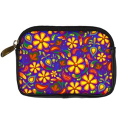 Gay Pride Rainbow Floral Paisley Digital Camera Leather Case by VernenInk