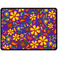 Gay Pride Rainbow Floral Paisley Fleece Blanket (large)  by VernenInk