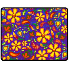 Gay Pride Rainbow Floral Paisley Fleece Blanket (medium)  by VernenInk