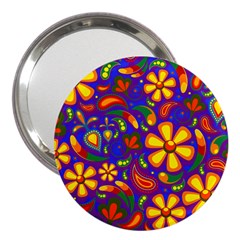 Gay Pride Rainbow Floral Paisley 3  Handbag Mirrors by VernenInk