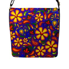 Gay Pride Rainbow Floral Paisley Flap Closure Messenger Bag (l) by VernenInk