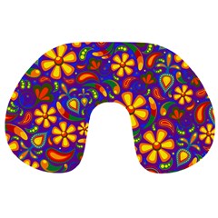 Gay Pride Rainbow Floral Paisley Travel Neck Pillow by VernenInk