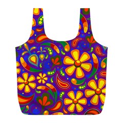 Gay Pride Rainbow Floral Paisley Full Print Recycle Bag (l) by VernenInk