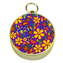 Gay Pride Rainbow Floral Paisley Gold Compasses by VernenInk