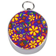 Gay Pride Rainbow Floral Paisley Silver Compasses by VernenInk