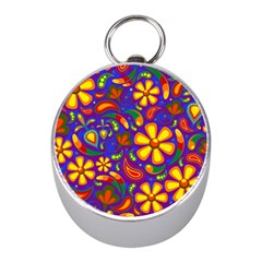 Gay Pride Rainbow Floral Paisley Mini Silver Compasses by VernenInk