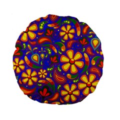 Gay Pride Rainbow Floral Paisley Standard 15  Premium Flano Round Cushions by VernenInk