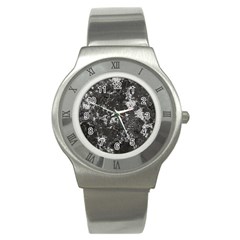 Dark Marble Camouflage Texture Print Stainless Steel Watch by dflcprintsclothing