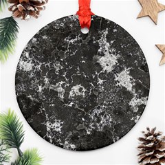 Dark Marble Camouflage Texture Print Round Ornament (two Sides)