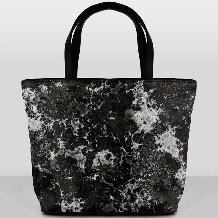 Dark Marble Camouflage Texture Print Bucket Bag