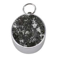 Dark Marble Camouflage Texture Print Mini Silver Compasses by dflcprintsclothing