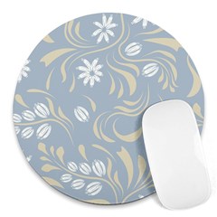 Folk Flowers Pattern Floral Surface Design Seamless Pattern Round Mousepads by Eskimos