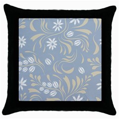 Folk Flowers Pattern Floral Surface Design Seamless Pattern Throw Pillow Case (black) by Eskimos