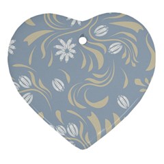 Folk Flowers Pattern Floral Surface Design Seamless Pattern Heart Ornament (two Sides) by Eskimos